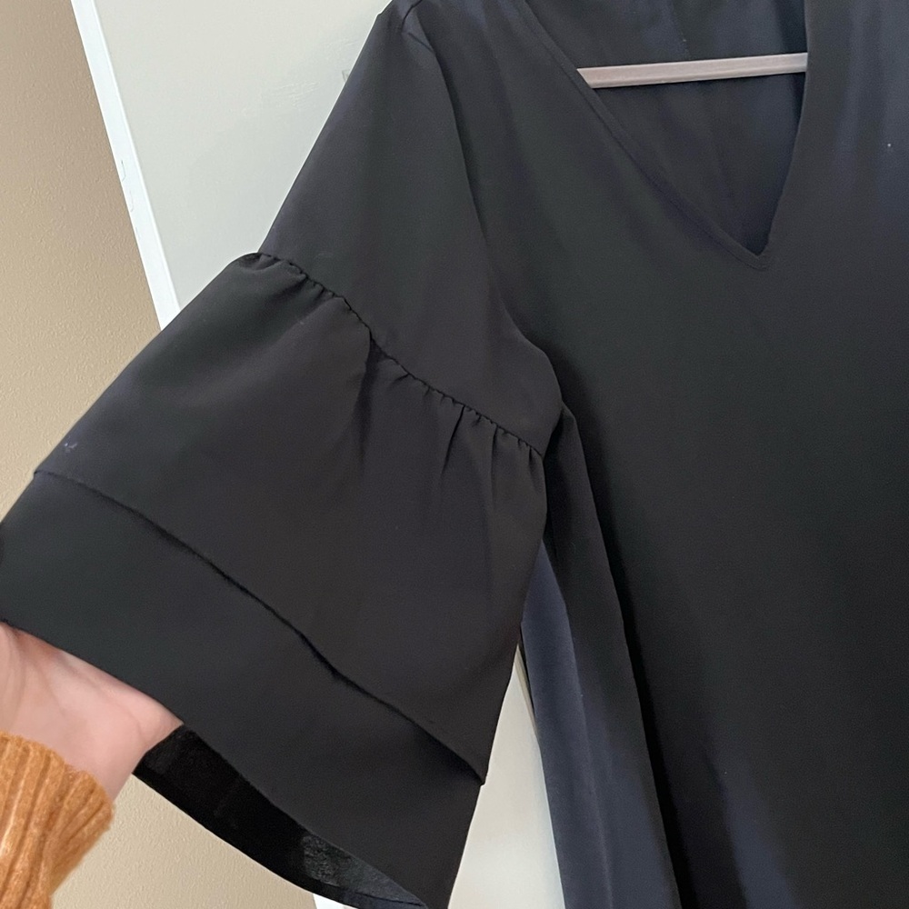 Cupshe Black Oversized Mini Dress with Ruffle Sleeve Women’s Medium/Large - Picture 10 of 14